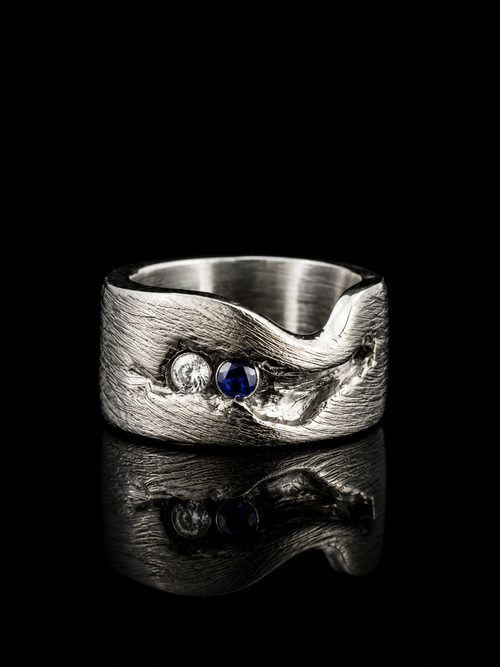 14k Accent Gold Sterling Silver Diamond & Sapphire Ring - Made to order