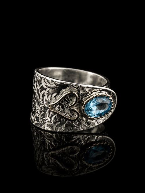 14k Yellow Gold Sterling Silver Topaz Ring