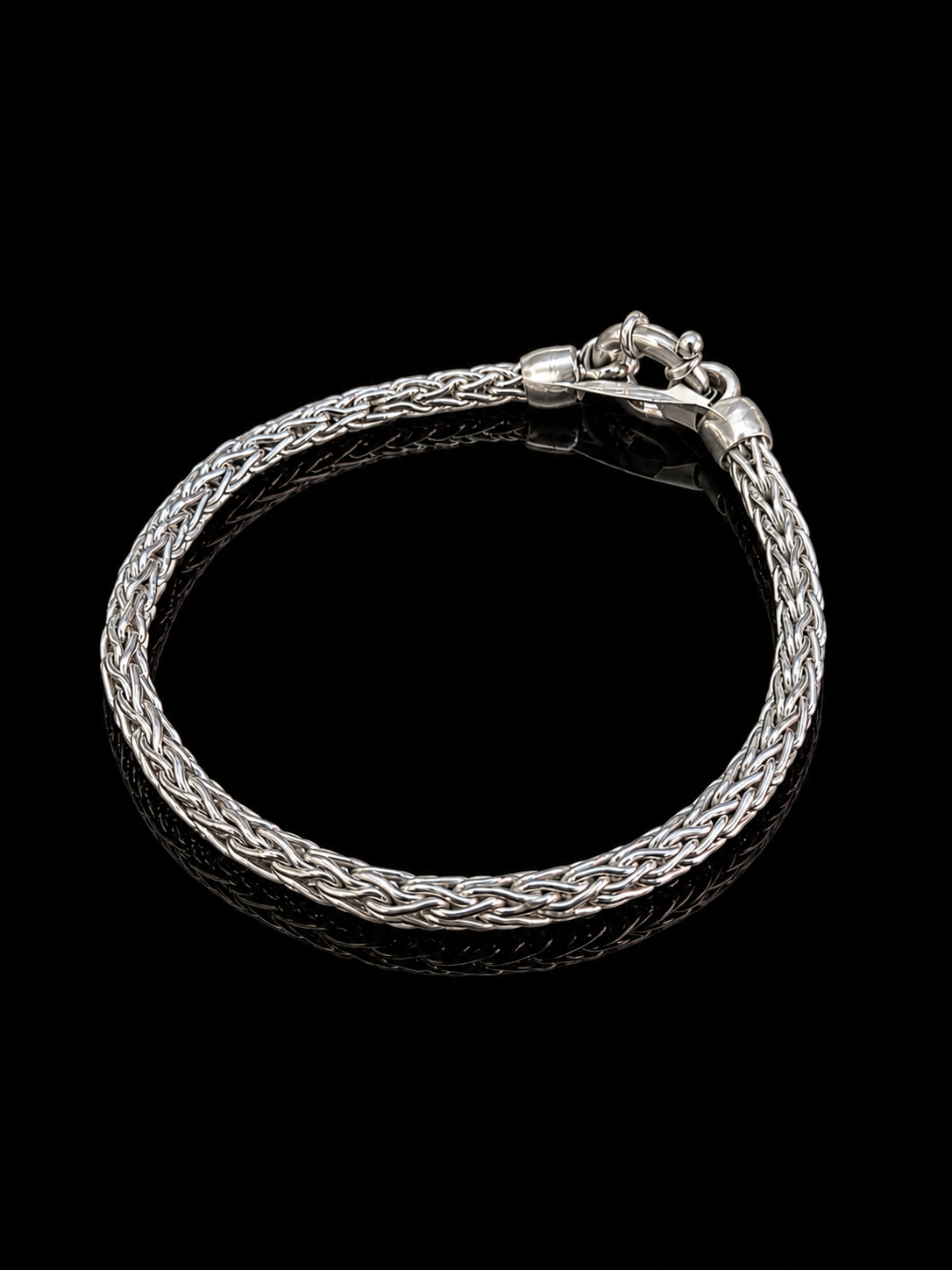 Braided Silver Wheat-Chain Bracelet