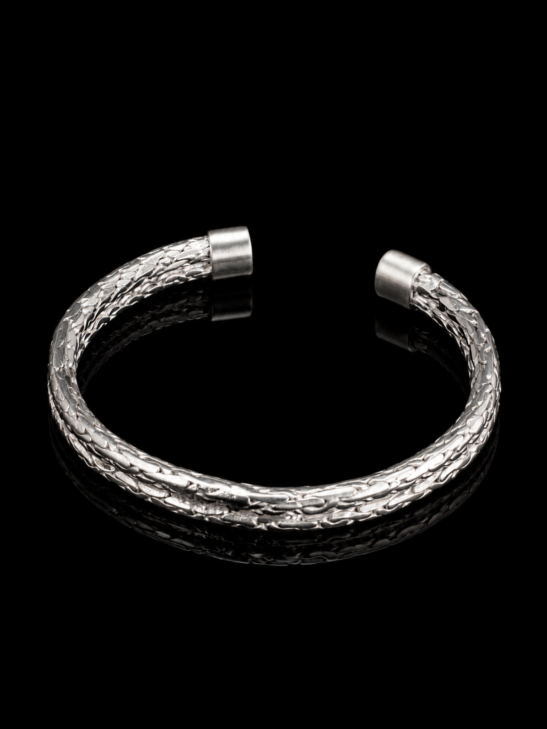 Crackle-Texture Sterling Silver Cuff