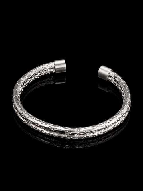 Crackle-Texture Sterling Silver Cuff