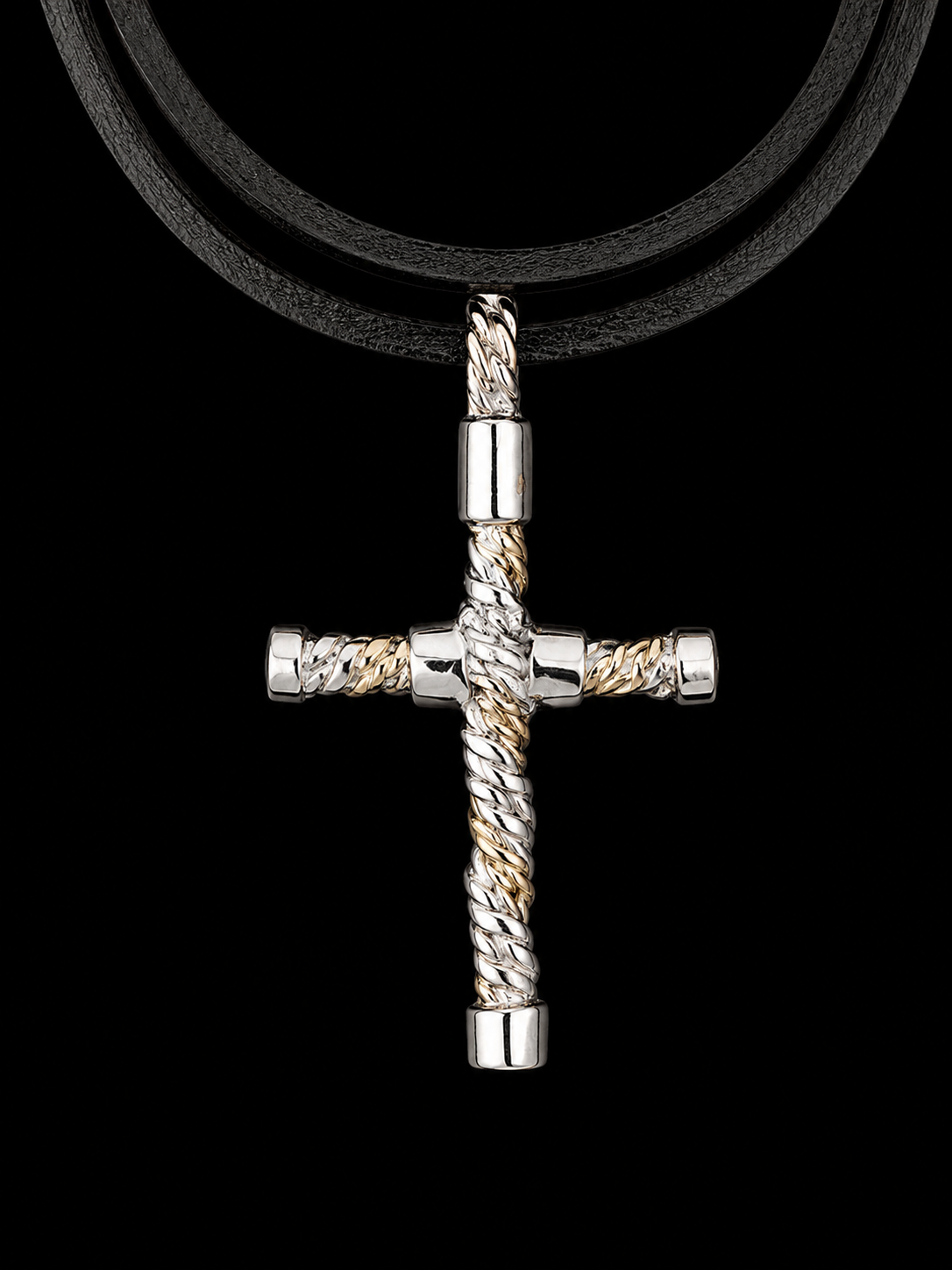 White gold and silver woven cross