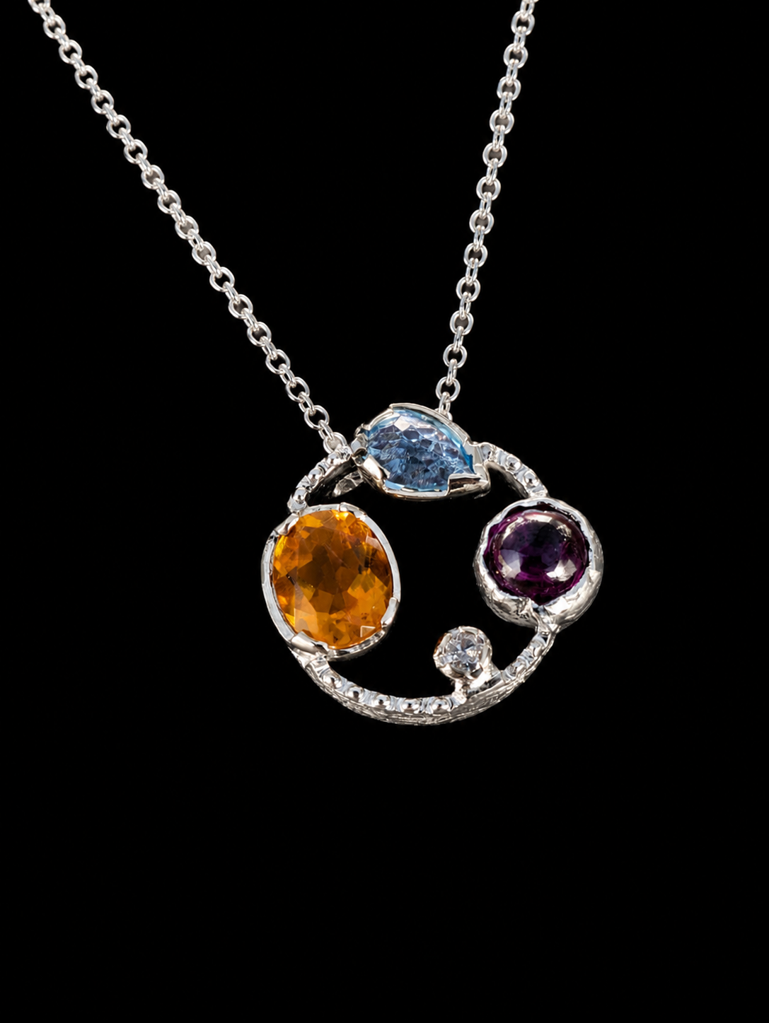 Celestial Multi-Gem Pendant Necklace